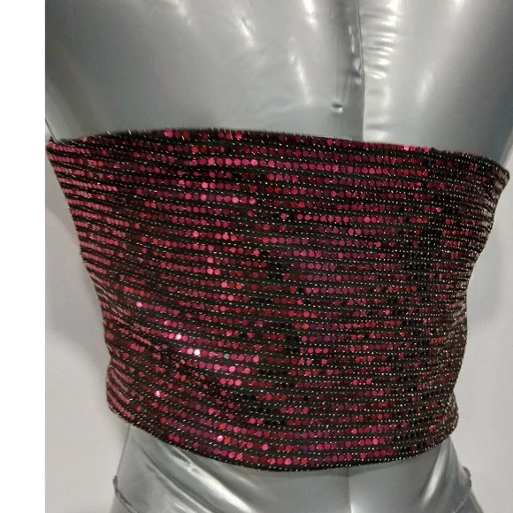 Sequin Strapless Top - Red - Picture 4 of 6
